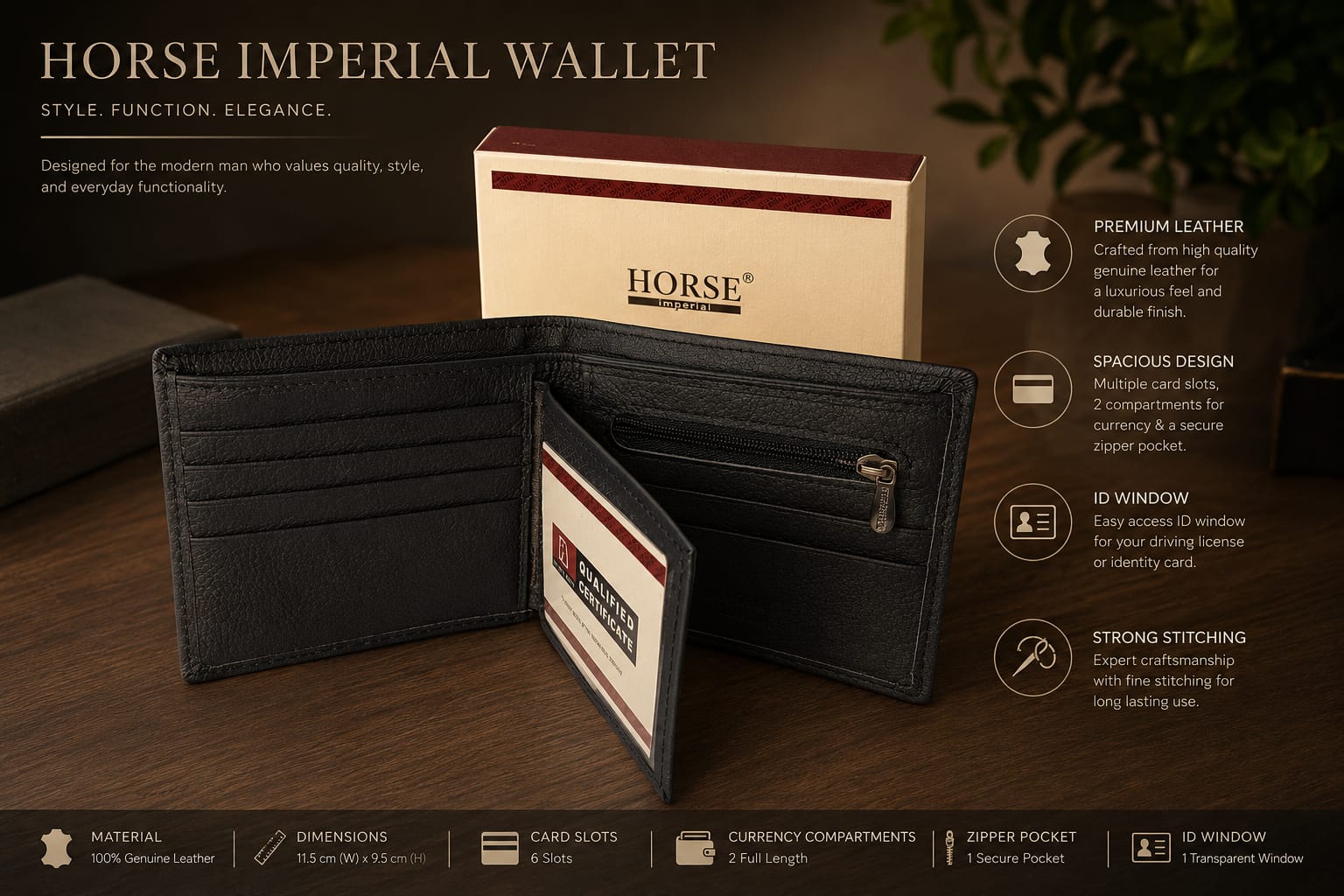Imperial Horse Genuine Leather Wallet Black