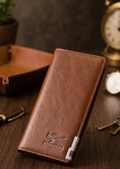 BADENROO Premium Vegan Leather Long Wallet for Men – Slim Business Clutch with Signature Kangaroo Logo & Metal Accent