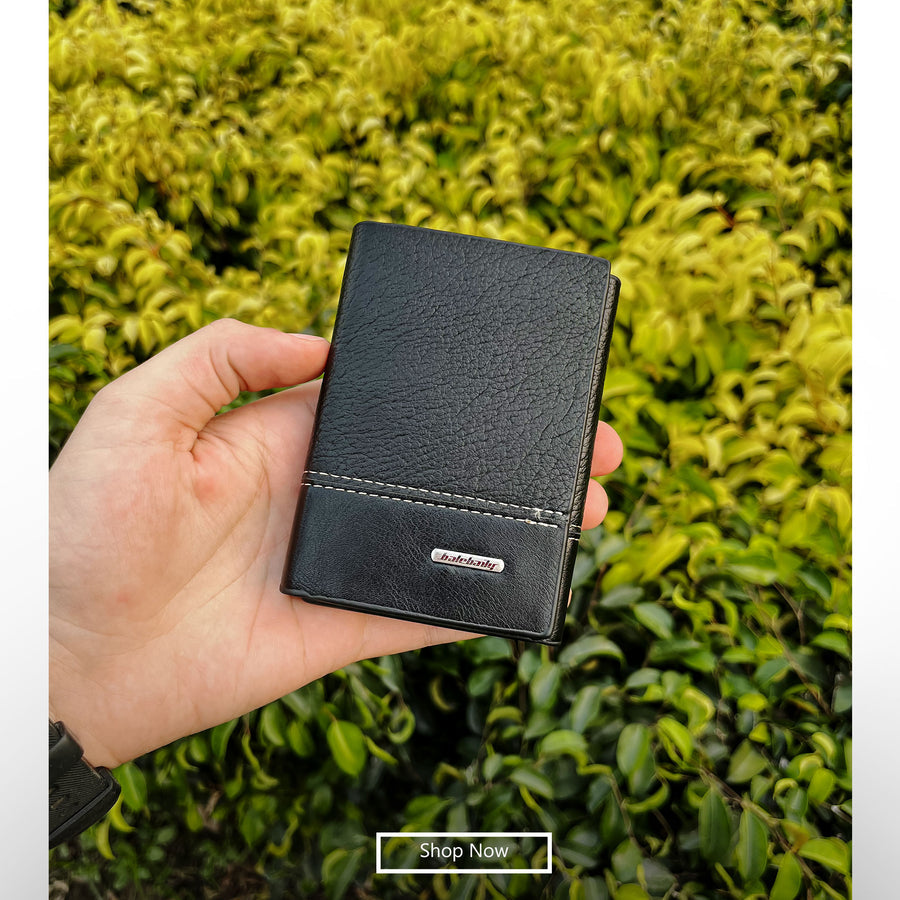 New Balebaily Black Trifold Leather Wallet