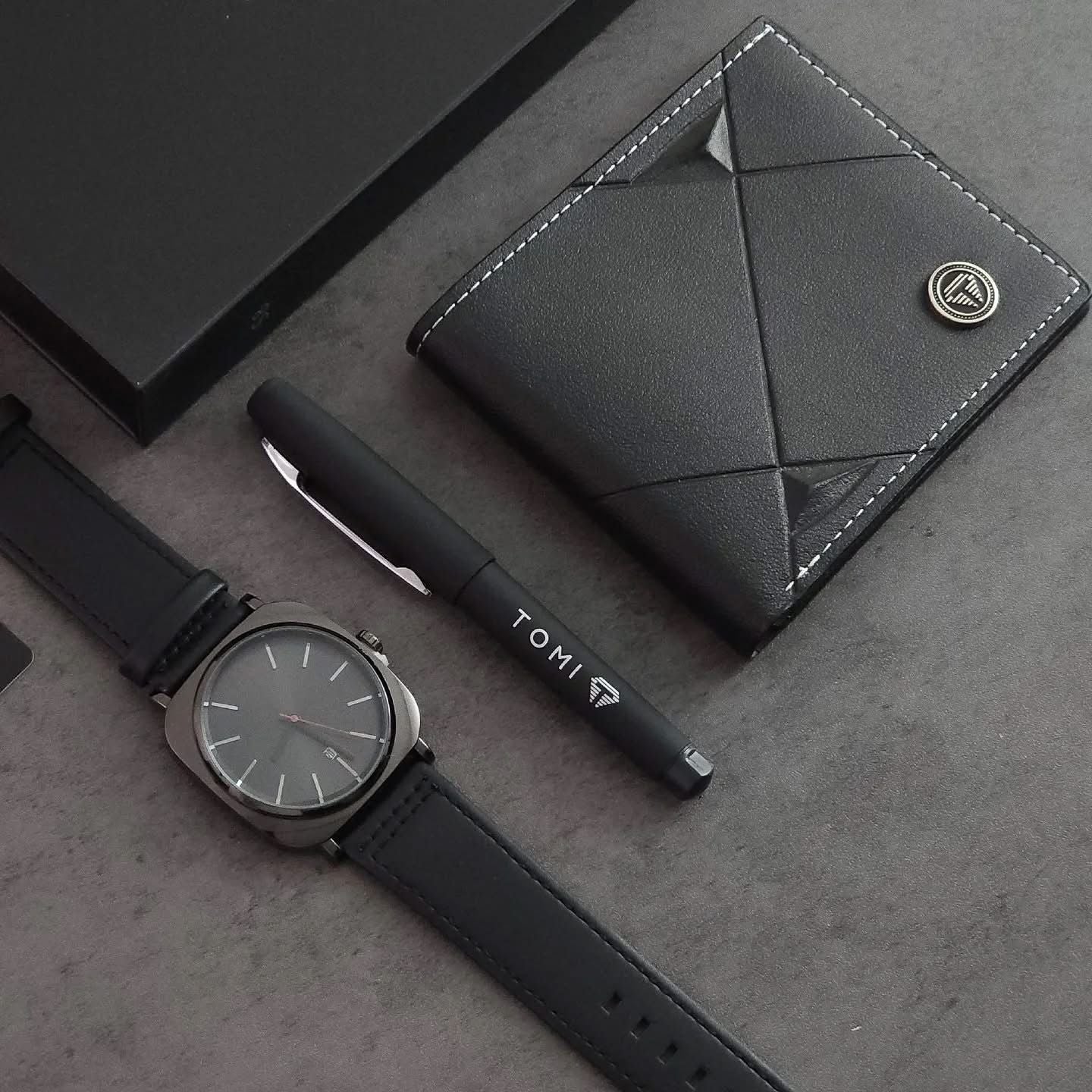 TOMI T-079 3PCS Gift Box Set with Watch, Wallet & Pen
