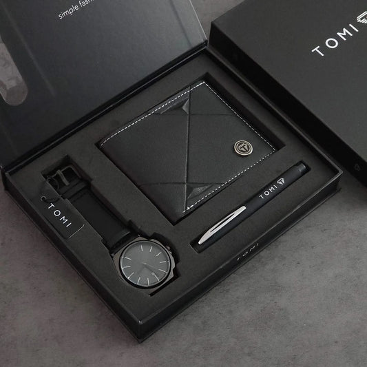 TOMI T-079 3PCS Gift Box Set with Watch, Wallet & Pen