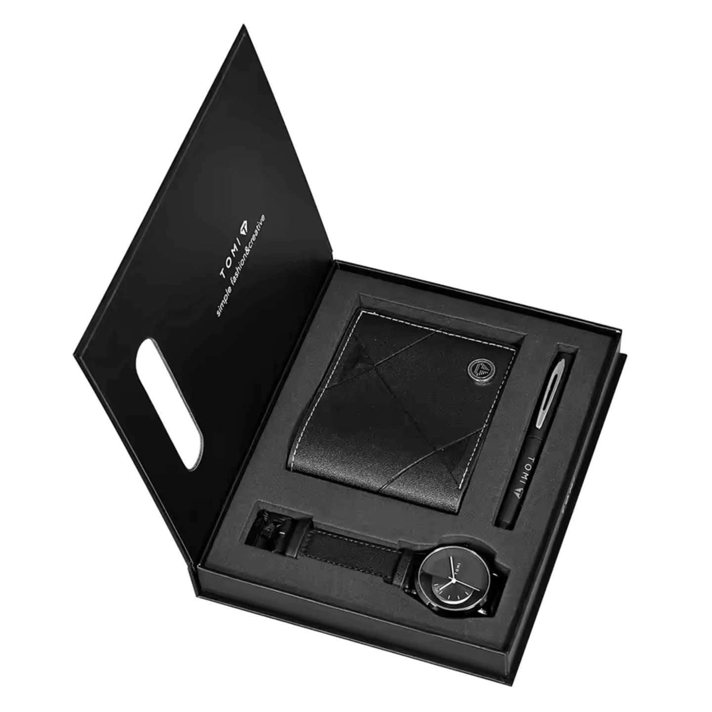 TOMI T-079 3PCS Gift Box Set with Watch, Wallet & Pen