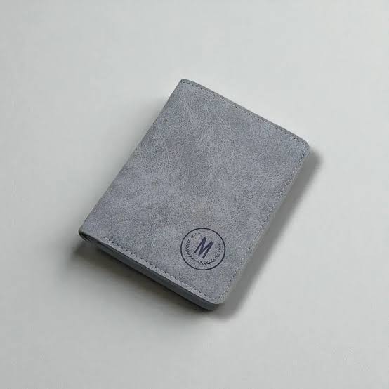 Premium Personalized Men's Bifold Wallet  charcoal grey color