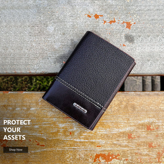 New Balebaily Coffee brown Trifold Leather Wallet