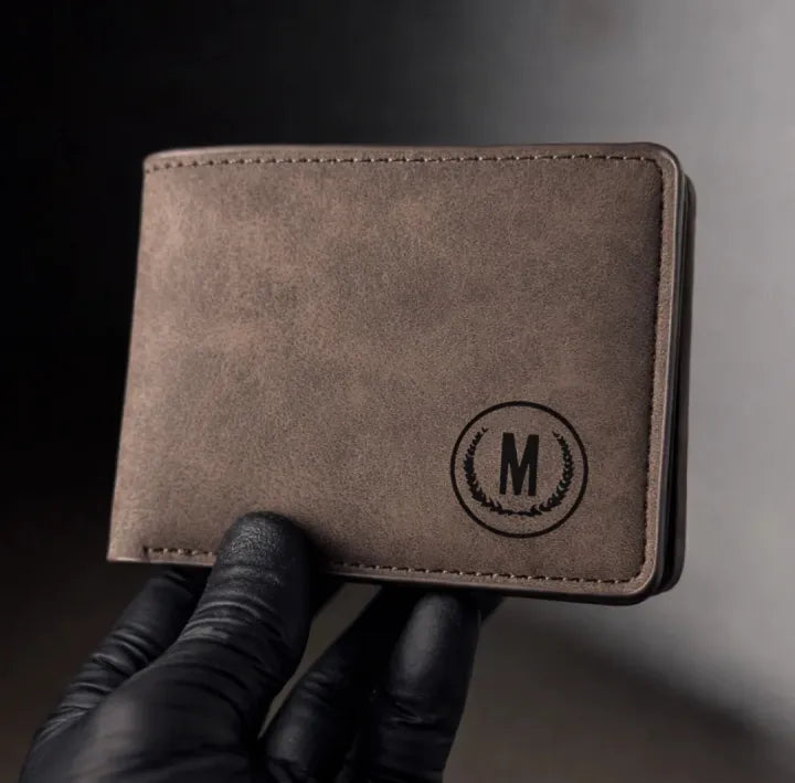 Premium Personalized Men's Bifold Wallet coffee brown color