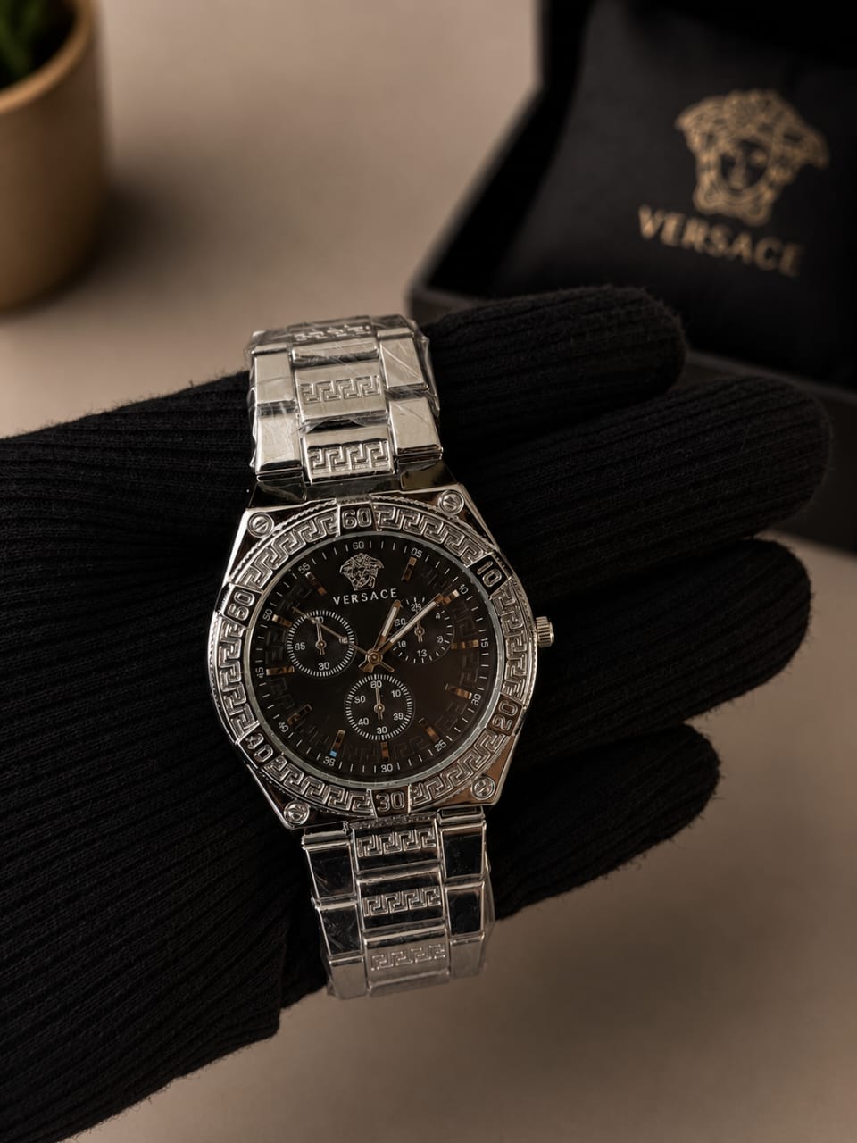 Versace Black Dial Luxury Men's Watch.