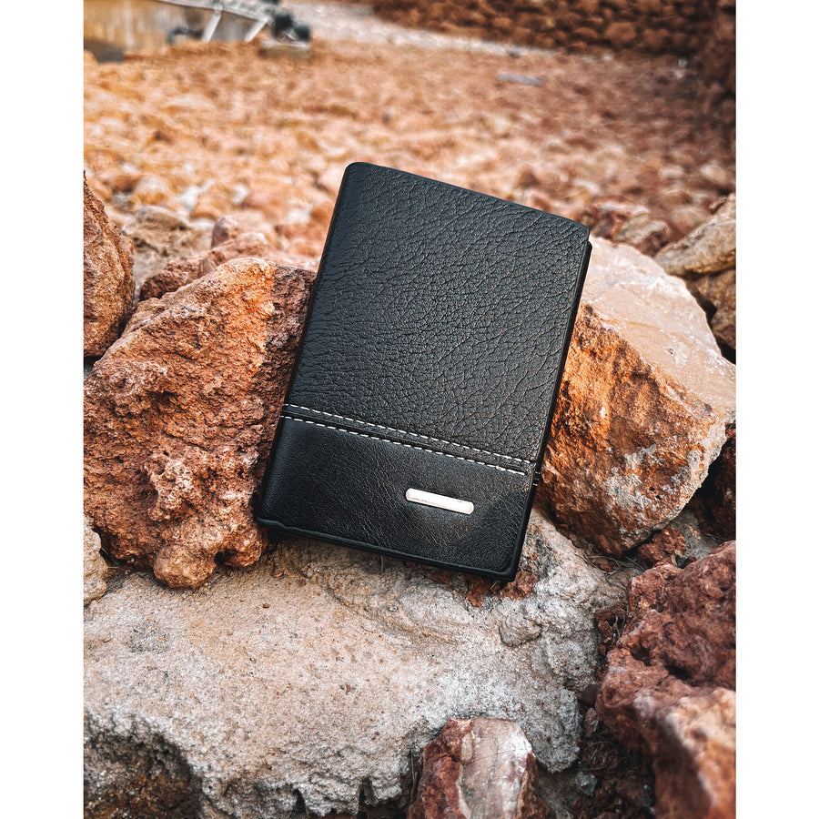 New Balebaily Black Trifold Leather Wallet